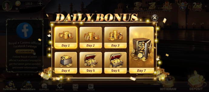 Royal x Casino Daily Bonuse